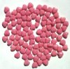 100 6mm Opaque Dark Pink Glass Heart Beads